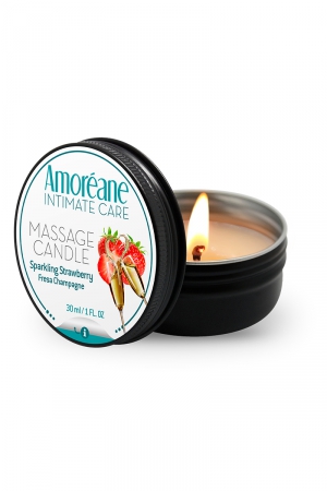 Bougie de massage vin petillant à la fraise – Amoreane - Lingerie Parisienne