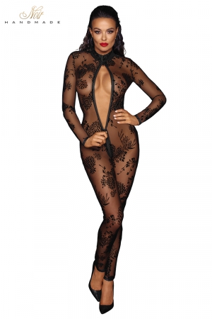 Combinaison intégrale en tulle floqué F237 - Lingerie Parisienne