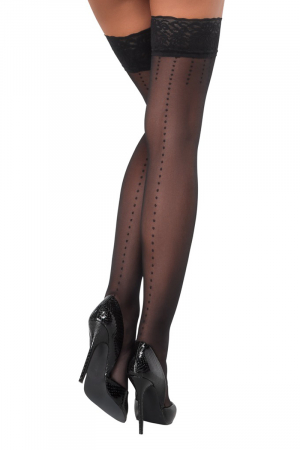 Bas autofixants noir Hold up 2 – Cotelli Legwear - Lingerie Parisienne