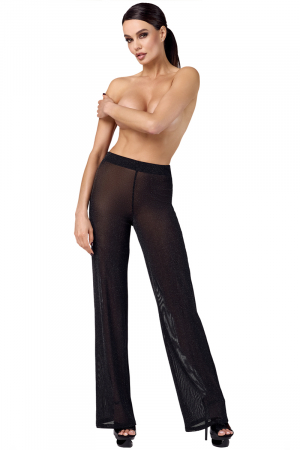Pantalon en maille pailletée Onyx F374 – Noir Handmade - Lingerie Parisienne
