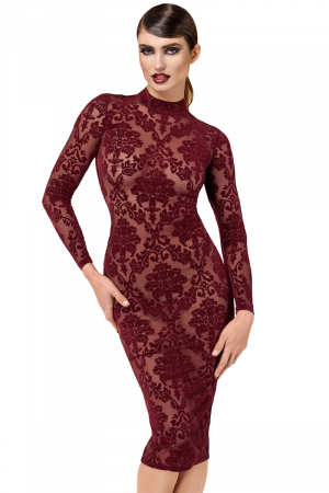 Robe fourreau en tulle floqué Kink Royal F384 – Noir Handmade - Lingerie Parisienne
