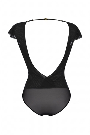 Body tulle et dentelle noir V-9900 - Lingerie Parisienne