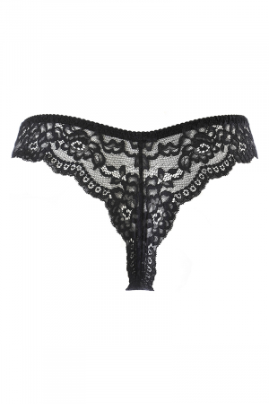 String brésilien noir V-10515 - Lingerie Parisienne