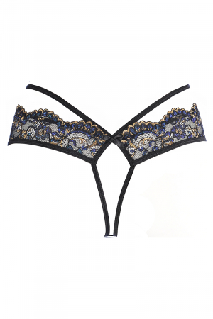 String dentelle Noir V-10368 - Lingerie Parisienne