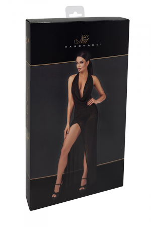 Robe longue fendue Onyx F373 - Lingerie Parisienne