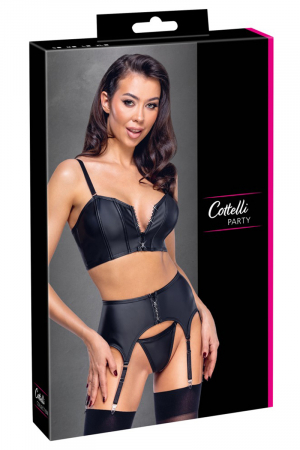 Ensemble lingerie 3 pièces avec porte-jarretelles - Lingerie Parisienne