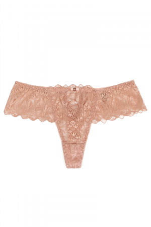 String dentelle dos lacée Rose - Lingerie Parisienne